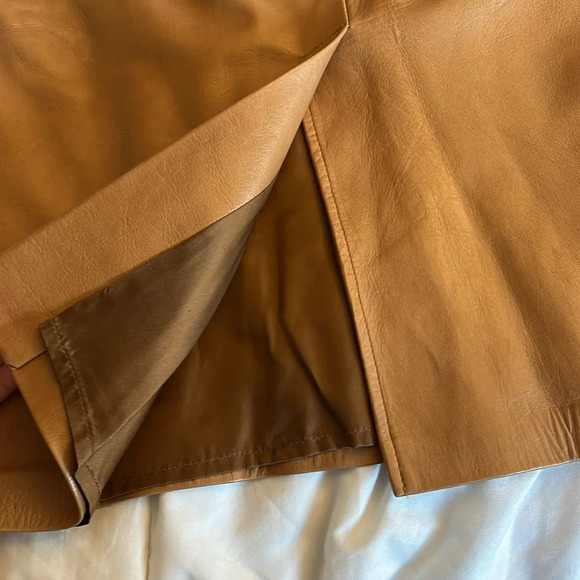 Vintage 1980's Leather Skirt and Jacket Set  Size 12 Jacket Sz 10 Skirt. Camel - Picture 10 of 17